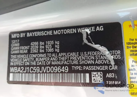 2018 BMW 230I from USA, damaged, VIN WBA2J1C59JVD09649
